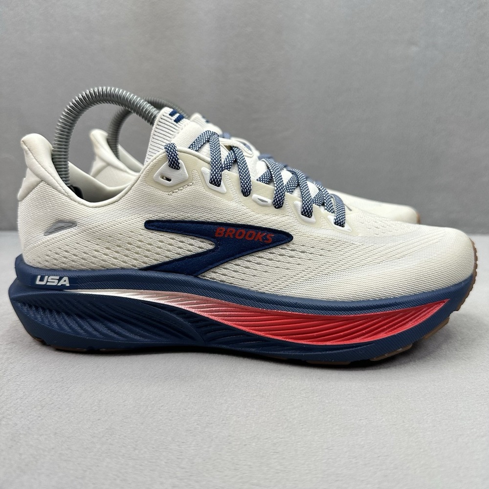 Womens Size 7 (B) Brooks Ghost 18 Shoes Stars and Strides White Red Blue Running